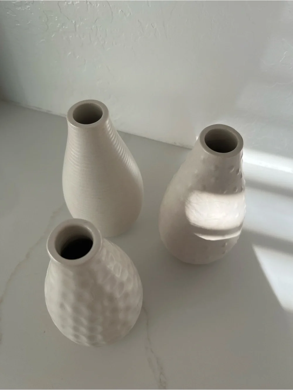 IKEA Neutral Textured Ceramic Decorative Vases | White Set of 3